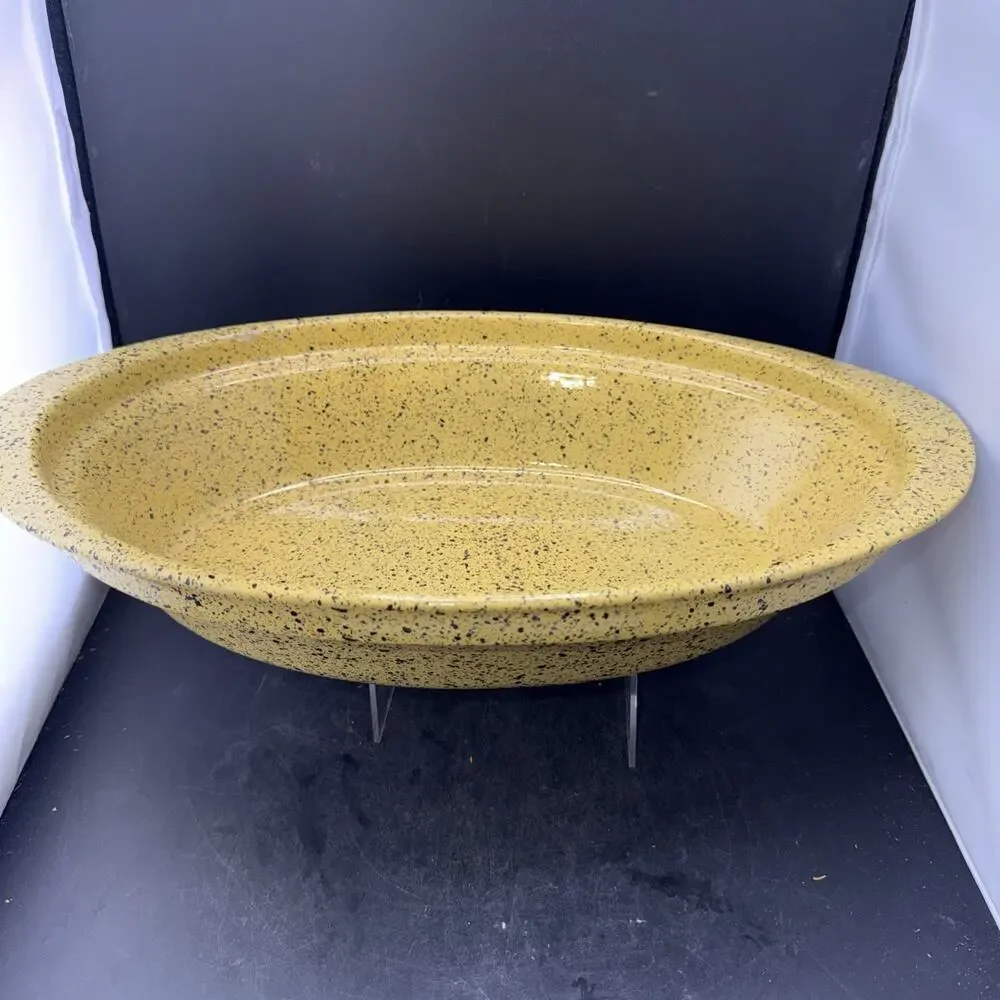 Vintage Cerutil Portugal Yellow Speckled Stoneware Oval Baking Casserole Dish